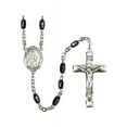 thumbnail image 1 of St. John Chrysostom Silver-Plated Rosary 8x5mm Black Onyx Beads Crucifix Size 1 3/4 x 1 medal charm, 1 of 1