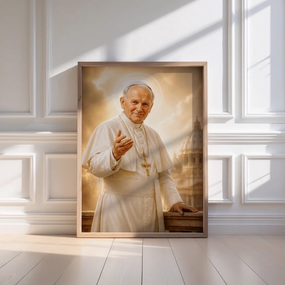 St John Paul II Wall Art Print, Pope John Paul II Poster, Saint Decor, Religious Wall Art, Christian Home Decor