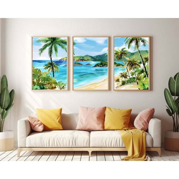 St John Poster Virgin Islands Tropical Beach Wall Art Caribbean Decor Island Travel Poster Coastal Artwork Nature, Poster Only