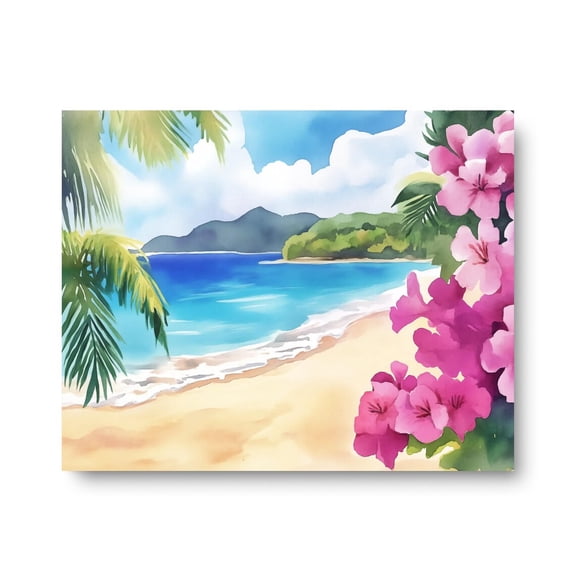 St, John Print, Caribbean Beach Wall Art, Virgin Islands Poster, Coastal Tropical Decor, Island Seascape Travel Artwork Home Decor #3827, Unframed Canvas Size 12x18