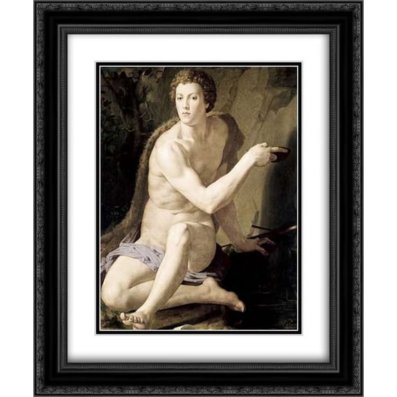 St. John The Baptist 2x Matted 20x24 Black Ornate Framed Art Print by Bronzino, Agnolo