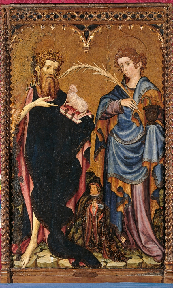 St John The Baptist And St John The Evangelist With A Donor Canvas Art - (24 x 36)
