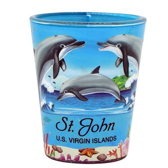 St. John US Virgin Islands Dolphins and Reef In and Out Shot Glass