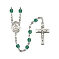 thumbnail image 1 of St. John Vianney Silver-Plated Rosary 6mm December Blue Fire Polished Beads Crucifix Size 1 3/8 x 3/4 medal charm, 1 of 1