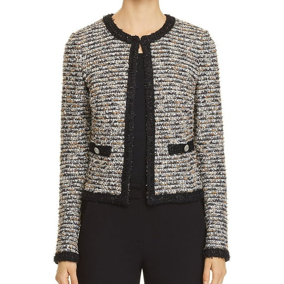St. John Womens Eyelash Blazer Jacket, Black, 8