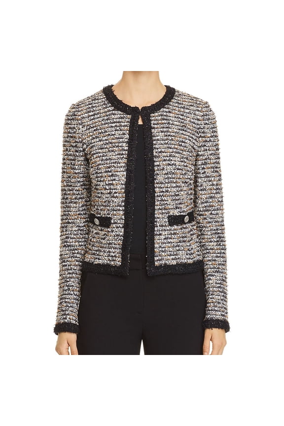 Womens Eyelash Blazer Jacket, Black, 8