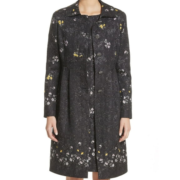 St. John Womens Falling Bouquet Matelasse Coat, Black, 14