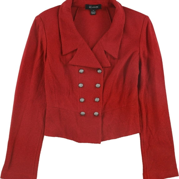 St. John Womens Gail Cropped Jacket, Red, 6
