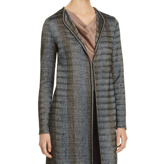 St. John Womens Ribbon Inlay Cardigan Sweater, Black, 12