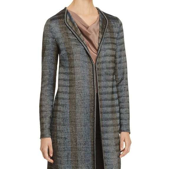 St. John Womens Ribbon Inlay Cardigan Sweater, Black, 12