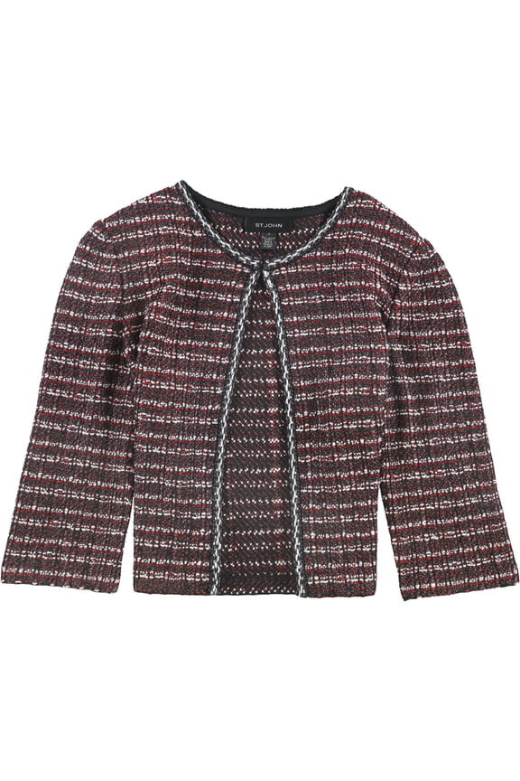 Womens Tweed Blazer Jacket, Red, 6