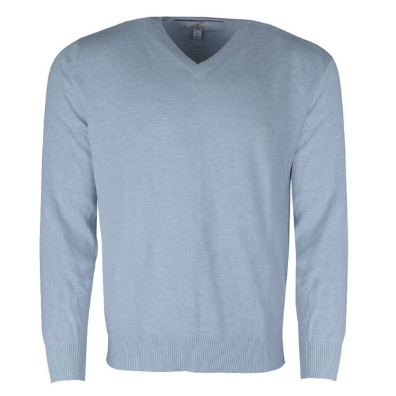 St John's Bay Men's Lg Slv V Neck Solid Cotton Pullover Sweater Light Blue S