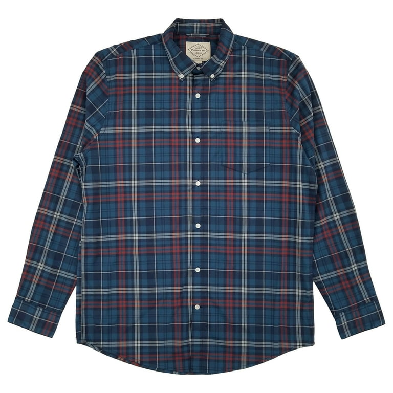 St. John's Bay Mens Big & Tall Blue Plaid Long Sleeve Button-Down