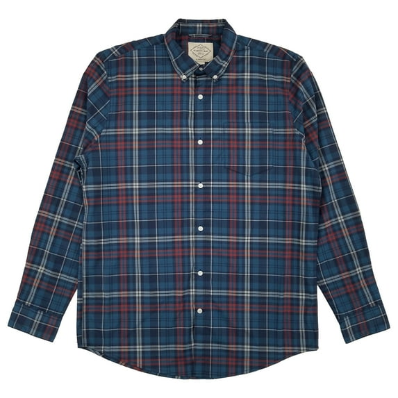 St. John's Bay Mens Big & Tall Blue Plaid Long Sleeve Button-Down Shirt LT