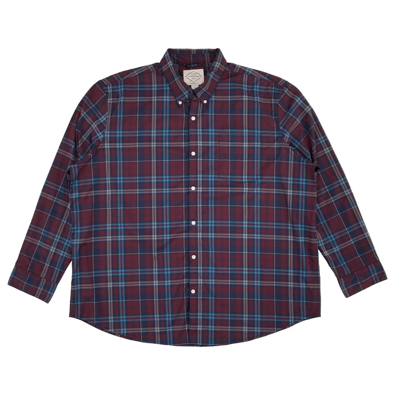 St. John's Bay Mens Big & Tall Burg Plaid Long Sleeve Button-Down