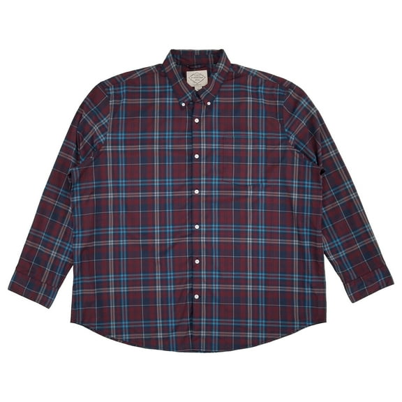 St. John's Bay Mens Big & Tall Burg Plaid Long Sleeve Button-Down Shirt 4XL