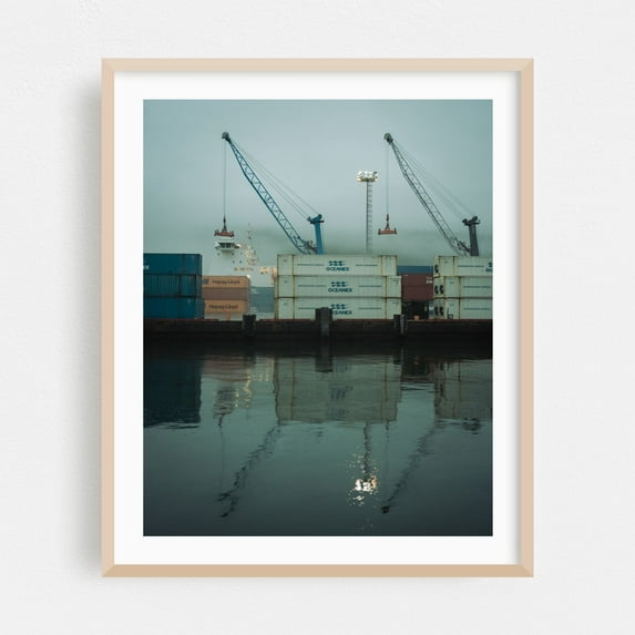 St. John's Harbor - St. John's Newfoundland and Labrador Canada Photography Harbor Industrial Maritime Port Oak Framed Wall Art Print 9 x 12 inches