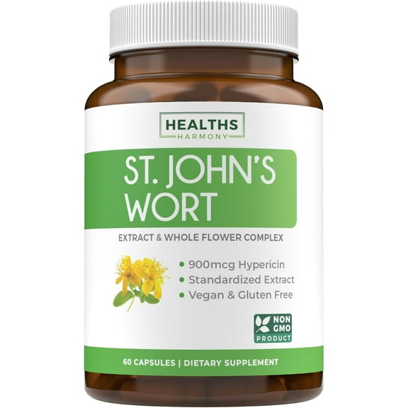Healths Harmony 500mg St Johns Wort Mood Support Supplement with Hypericin, 60 Capsules