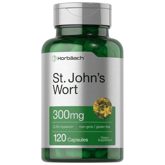 St John's Wort Capsules 300mg | 120 Count | Non-GMO, Gluten Free | by Horbach