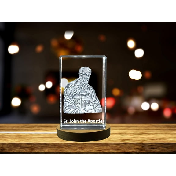 St. John the Apostle | PPatron Saint of Love and Authors Gift | Religious 3D Engraved Crystal