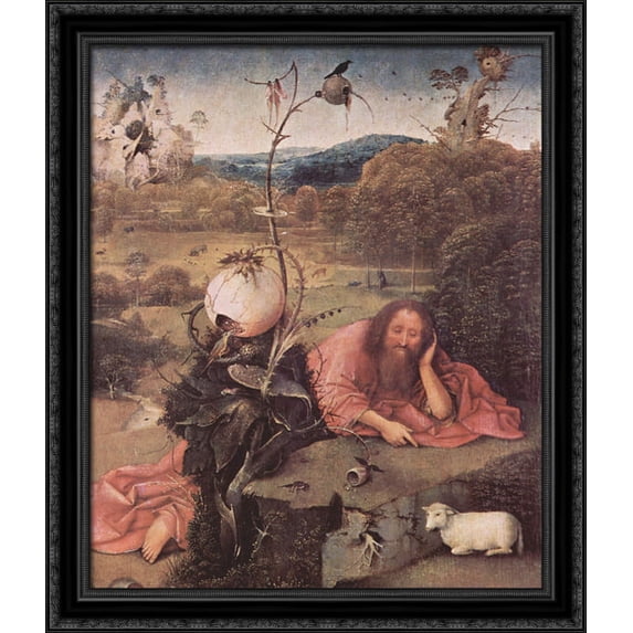 St. John the Baptist in Meditation 28x34 Large Black Ornate Wood Framed Canvas Art by Hieronymus Bosch