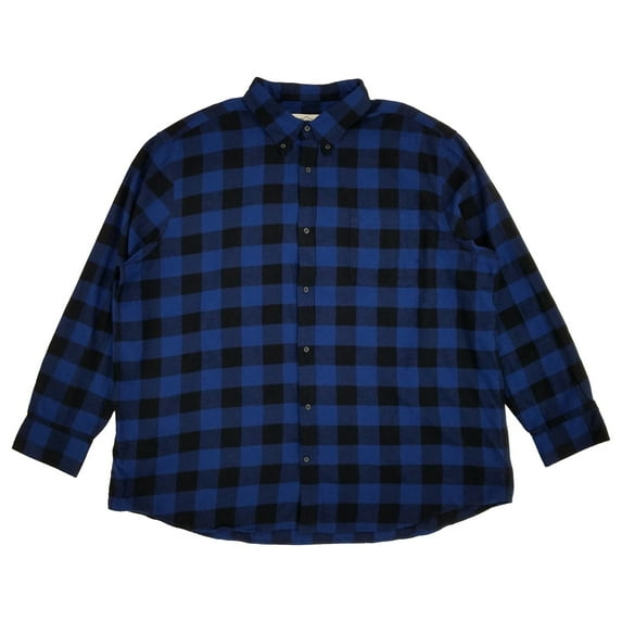 St. Johns Bay Mens Blue Buffalo Plaid Long Sleeve Button-Down Flannel Shirt 4XL