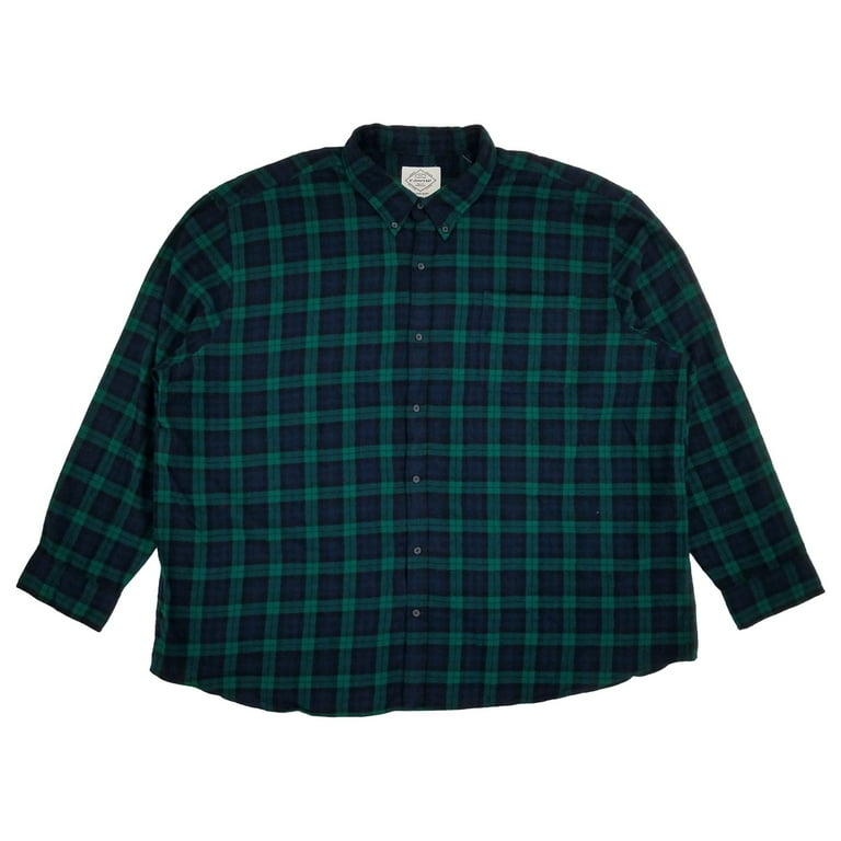 St. Johns Bay Mens Green Blue Plaid Long Sleeve Button-Down