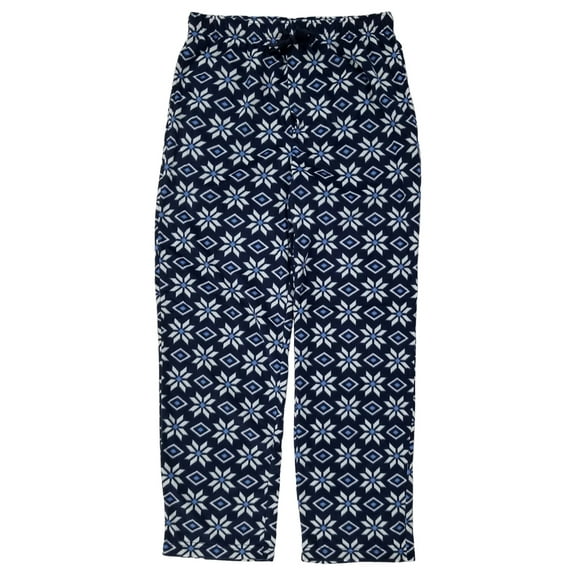 St. Johns Bay Mens Navy Blue Snowflake Fleece Sleep Pants Pajama Bottoms L