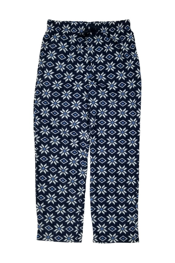 St. Johns Bay Mens Navy Blue Snowflake Fleece Sleep Pants Pajama Bottoms XL