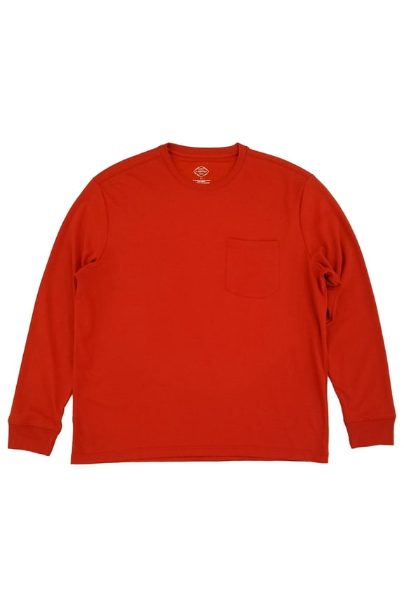 St. Johns Bay Mens Orange Shade Long Sleeve Crew Pocket Tee T-Shirt X-Large