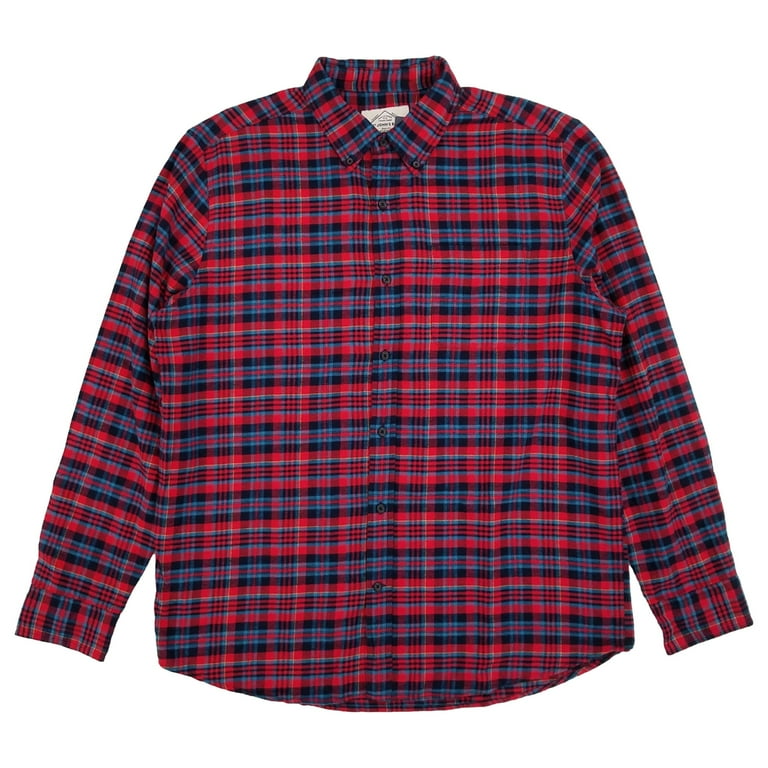 トップス St. John's Bay 00s Flannel Check Shirt. St. Johns Bay Mens Red Blue Plaid Long Sleeve Button-Down