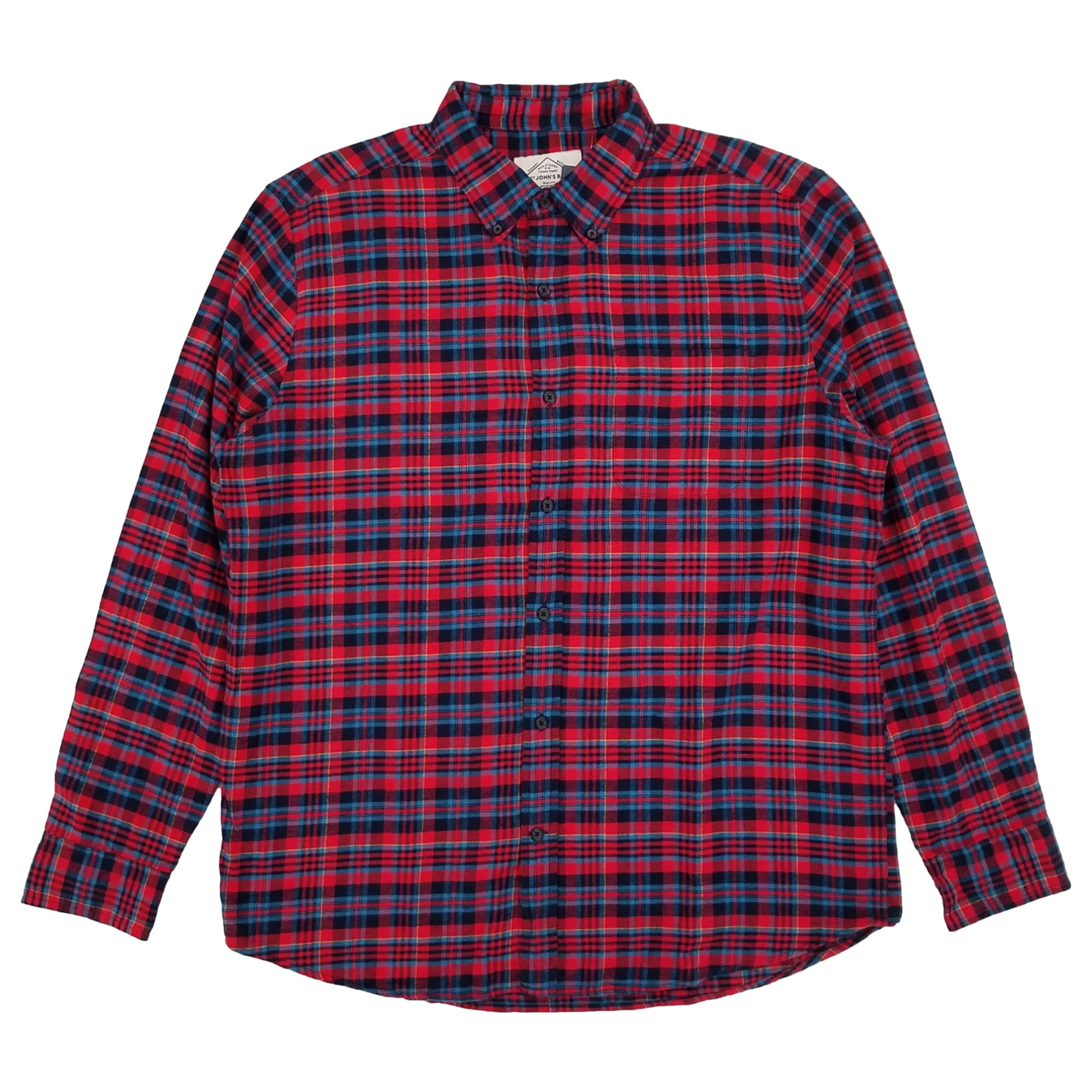 St. Johns Bay Mens Red Blue Plaid Long Sleeve Button-Down Flannel Shirt  XX-Large - Walmart.com