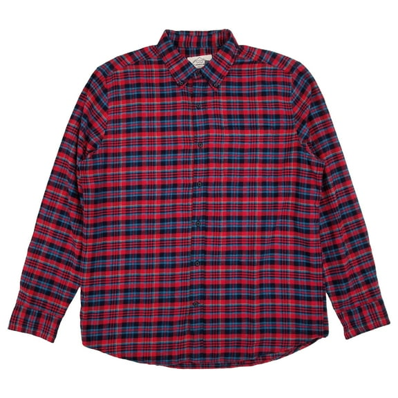 St. Johns Bay Mens Red Blue Plaid Long Sleeve Button-Down Flannel Shirt XX-Large