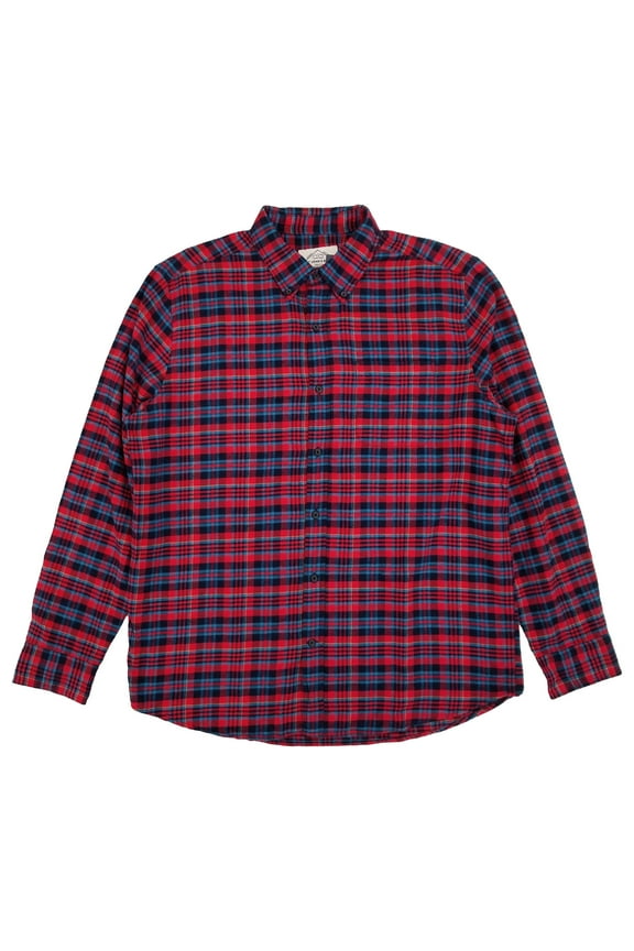 St. Johns Bay Mens Red Blue Plaid Long Sleeve Button-Down Flannel Shirt XX-Large
