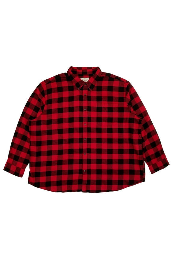 St. Johns Bay Mens Red Buffalo Long Sleeve Button-Down Flannel Shirt 4XL