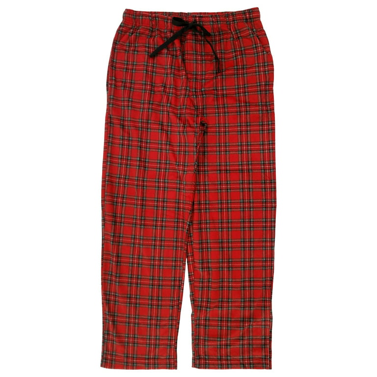 St. Johns Bay Mens Red Tartan Plaid Fleece Sleep Pants Pajama Bottoms Medium