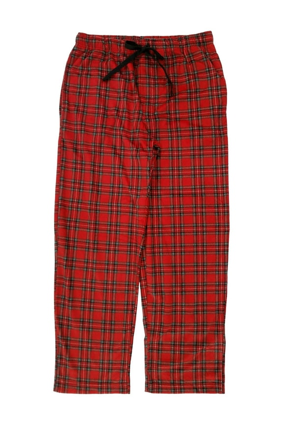 St. Johns Bay Mens Red Tartan Plaid Fleece Sleep Pants Pajama Bottoms X-Large
