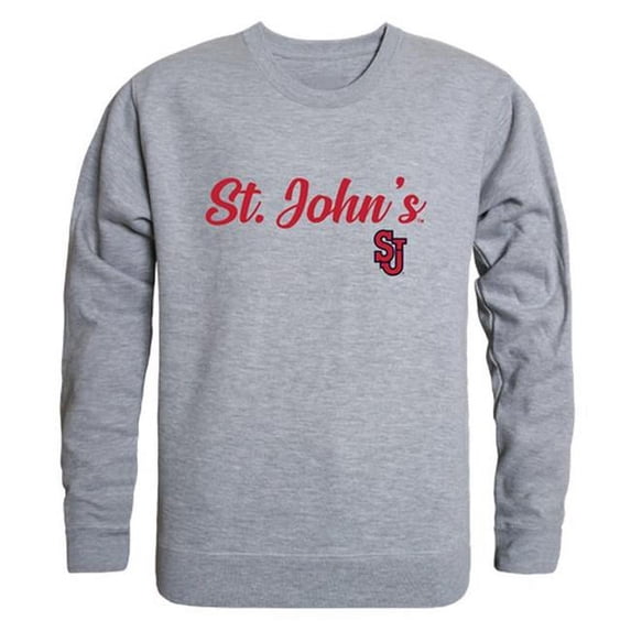 St. Johns University Script Crewneck T-Shirt, Heather Grey - Small