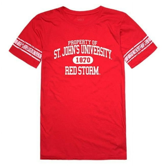 St Johns University Women Property Football Short Sleeve T-Shirt, Red - Large