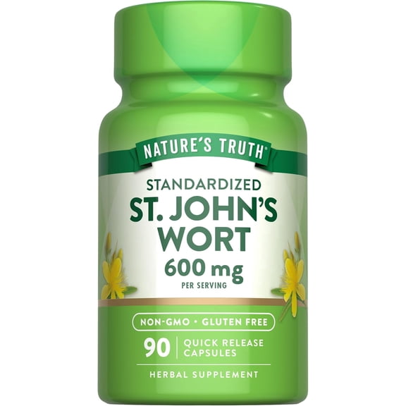 St Johns Wort Capsules | 600mg | 90 Count | For Men and Women | by Nature's Truth