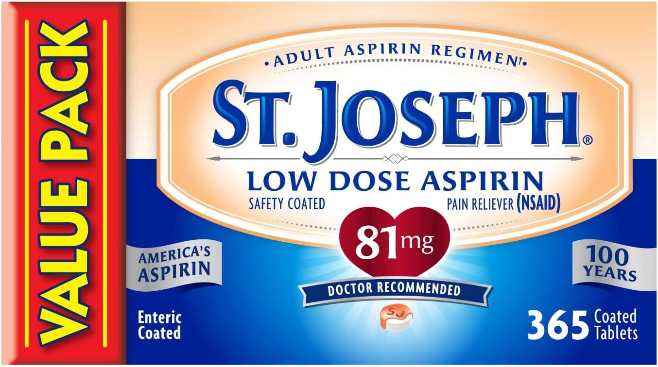 St. Joseph Aspirin Pain Reliever (NSAID) 81mg, Enteric Safety Coated