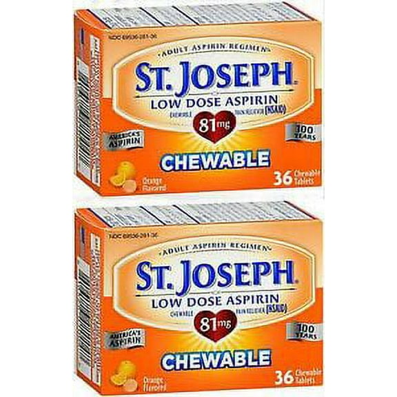 St. Joseph Chewable Aspirin Low Dose 81mg Orange Flavor 36 count ( 2 pack )