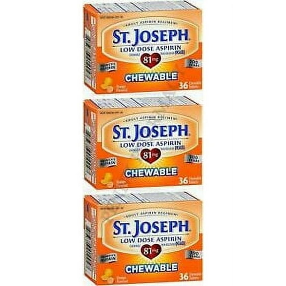 St. Joseph Chewable Aspirin Low Dose 81mg Orange Flavor 36 count ( 3 pack )
