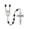thumbnail image 1 of St. Joseph Freinademetz Silver-Plated Rosary 8x6mm Black Onyx Beads Crucifix Size 1 3/4 x 1 medal charm, 1 of 1