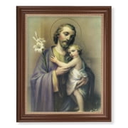 St. Joseph Picture Framed Wall Art Decor Extra Large, Classic Dark Walnut Finished Frame with Gold Beaded Lip