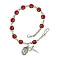 thumbnail image 1 of St. Joseph of Arimathea Silver Plate Rosary Bracelet 6mm July Red Fire Polished Beads Crucifix Size 5/8 x 1/4 medal charm, 1 of 1