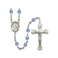 thumbnail image 1 of St. Joseph of Arimathea Silver-Plated Rosary 6mm September Blue Fire Polished Beads Crucifix Size 1 5/8 x 1 medal charm, 1 of 1