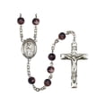 thumbnail image 1 of St. Juan Diego Silver-Plated Rosary 7mm Brown Beads Crucifix Size 1 3/4 x 1 medal charm, 1 of 1