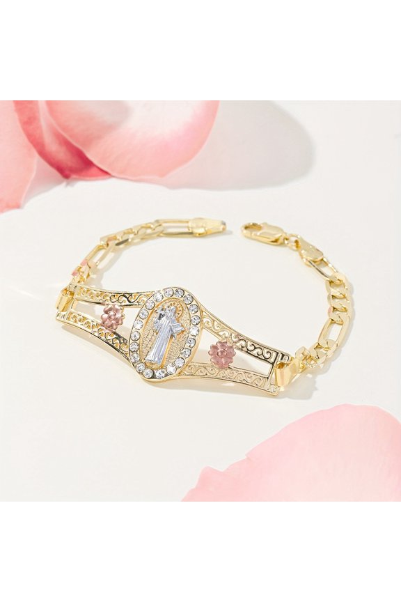St. Jude 14K Gold Bracelet Stylish Simple Shiny Hand Painted Colorful Suitable For Gifts Couples Friends Girlfriends