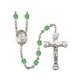 thumbnail image 1 of St. Katharine Drexel Silver-Plated Rosary 6mm August Green Fire Polished Beads Crucifix Size 1 5/8 x 1 medal charm, 1 of 1
